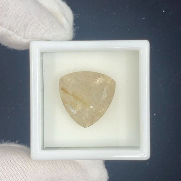 Faceted Trillion Gold Rutilated Quartz - 10.75ct - JTV - ESTATE SALE FIND - Picture 2 of 8